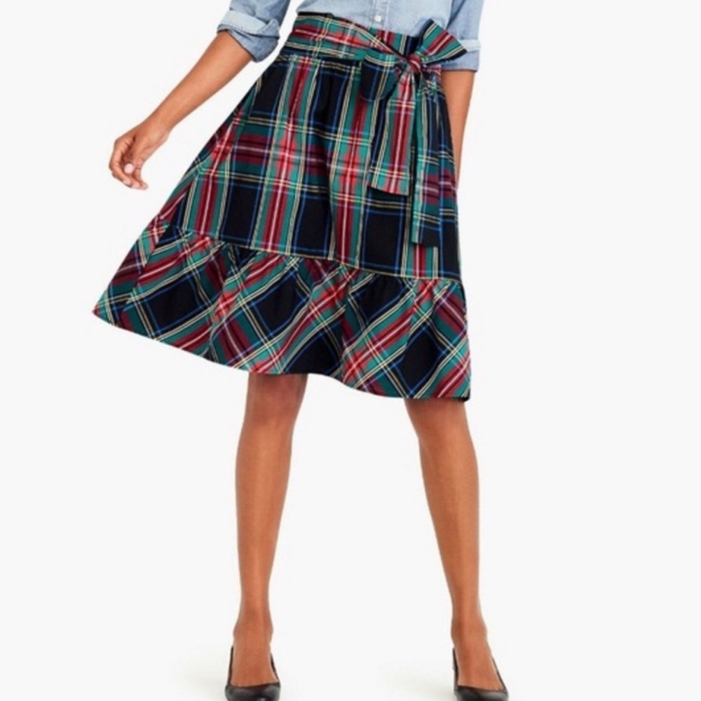 J. Crew Tartan Plaid Women's Skirt with Bow Size 0